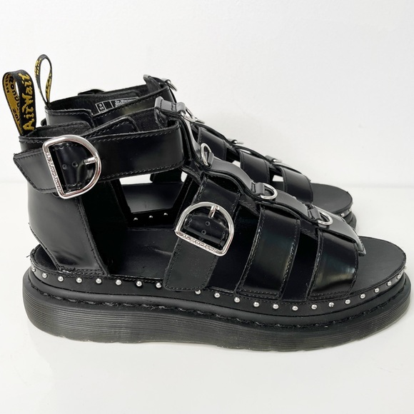 NEW Dr Martens Mackaye Hardware Leather Strap Sandals Black - Picture 4 of 12